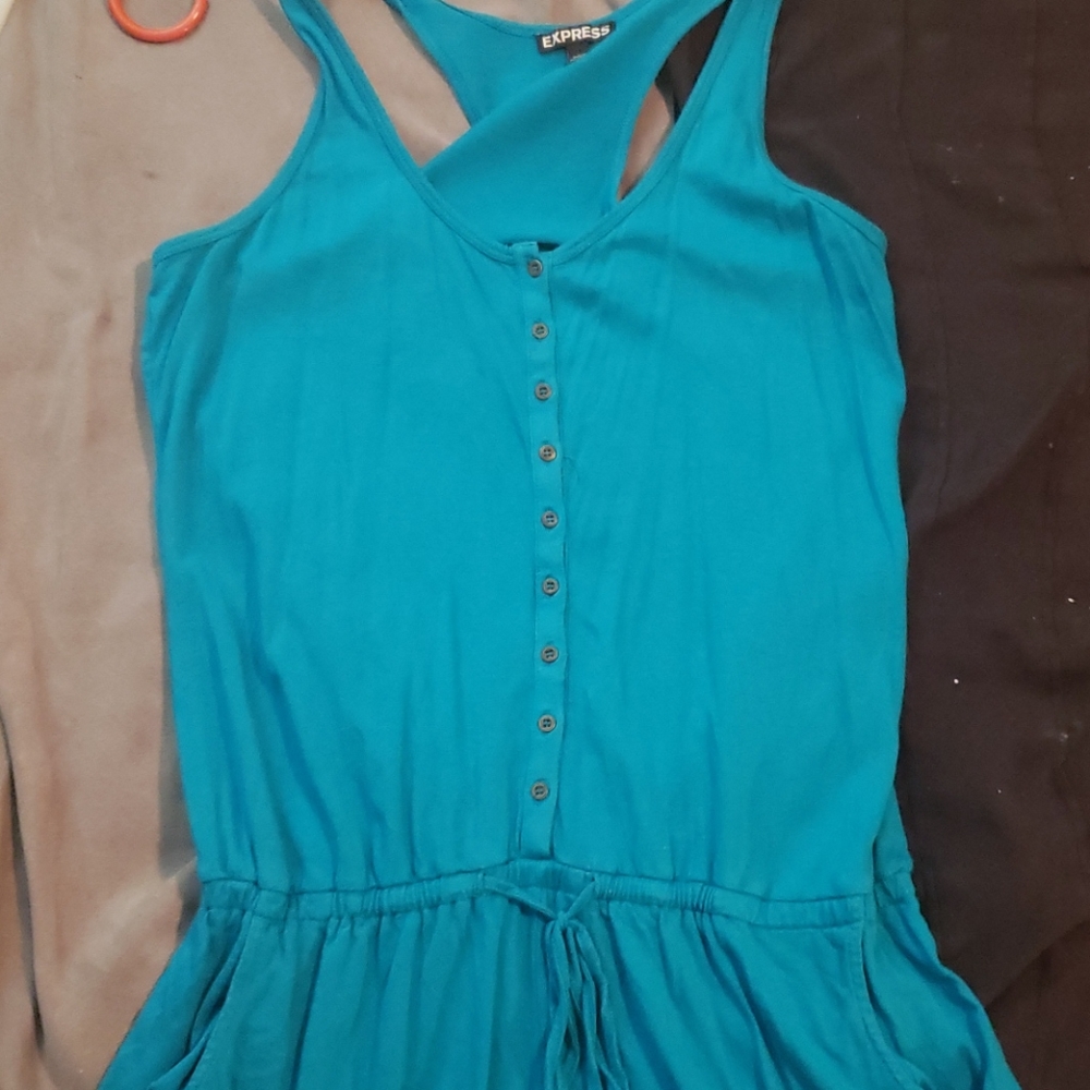 Buttoned teal romper